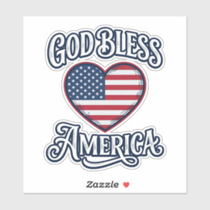 Gud välsigne Amerika Patriotisk hjärta skjorta des Klistermärken