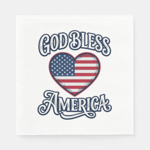 Gud välsigne Amerika Patriotisk hjärta skjorta des Pappersservett