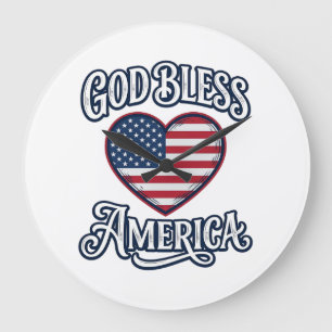 Gud välsigne Amerika Patriotisk hjärta skjorta des Stor Klocka