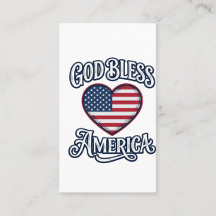 Gud välsigne Amerika Patriotisk Hjärtklänning Desi Visitkort