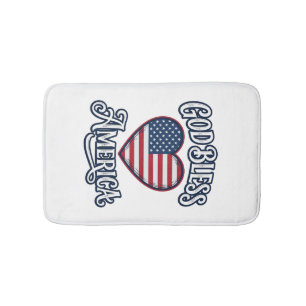 Gud välsigne Amerika Patriotisk Hjärttröja Design_ Badrumsmatta