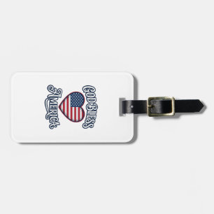 Gud välsigne Amerika Patriotisk Hjärttröja Design_ Bagagebricka