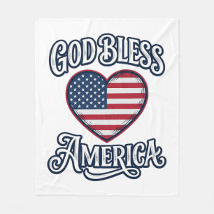 Gud välsigne Amerika Patriotisk Hjärttröja Design_ Fleecefilt