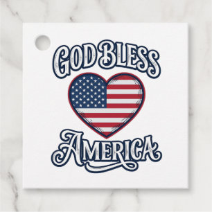 Gud välsigne Amerika Patriotisk Hjärttröja Design_ Gåvor Etiketter