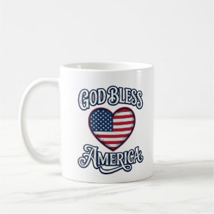 Gud välsigne Amerika Patriotisk Hjärttröja Design_ Kaffemugg