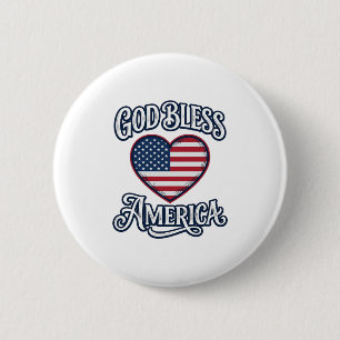 Gud välsigne Amerika Patriotisk Hjärttröja Design_ Knapp
