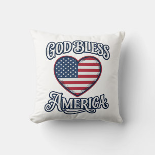 Gud välsigne Amerika Patriotisk Hjärttröja Design_ Kudde
