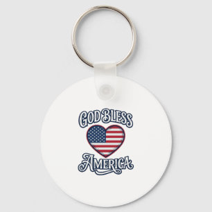 Gud välsigne Amerika Patriotisk Hjärttröja Design_ Nyckelring
