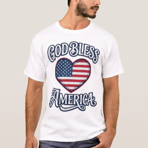 Gud välsigne Amerika Patriotisk Hjärttröja Design_ T Shirt