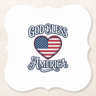 Gud välsigne Amerika Patriotisk Hjärttröja Design_ Underlägg Papper
