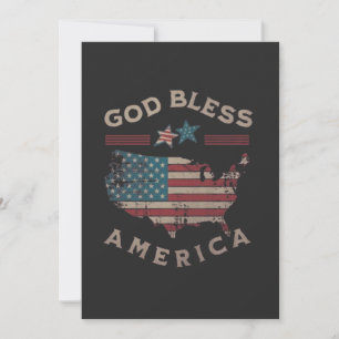 Gud välsigne Amerika Patriotisk inbjudan - Vintage