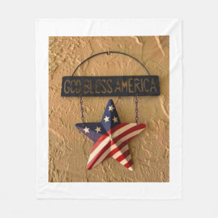 Gud välsigne Amerika Patriotisk Stjärna Metallskyl Fleecefilt
