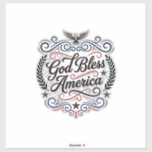 Gud välsigne Amerika Patriotisk Vintage Eagle T-sh Klistermärken