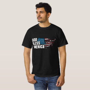 Gud välsigne Amerika Patriotisk Vintage USA-flagga T Shirt