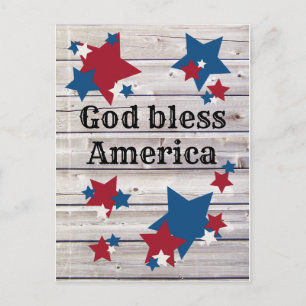 Gud välsigne Amerika Patriotiska Röda Vita Blå Stj Vykort