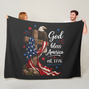 Gud välsigne Amerika Patriotiskt kors Fleecefilt