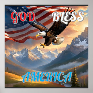 GUD VÄLSIGNE AMERIKA POSTER