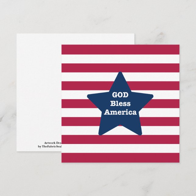 Gud välsigne Amerika Rött Vitt Och Blått Kort (Fram/baksida)