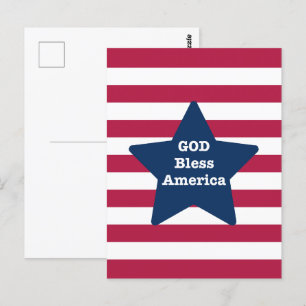 Gud välsigne Amerika Rött Vitt Och Blått Vykort