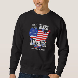 Gud välsigne Amerika särskilt Illinois amerikansk Lång Ärmad Tröja