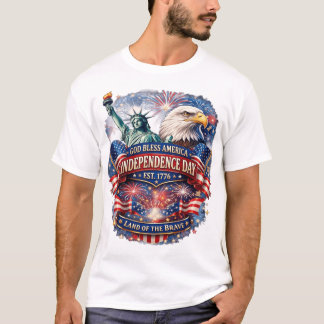 Gud välsigne Amerika Självständighetsdag T-shirt