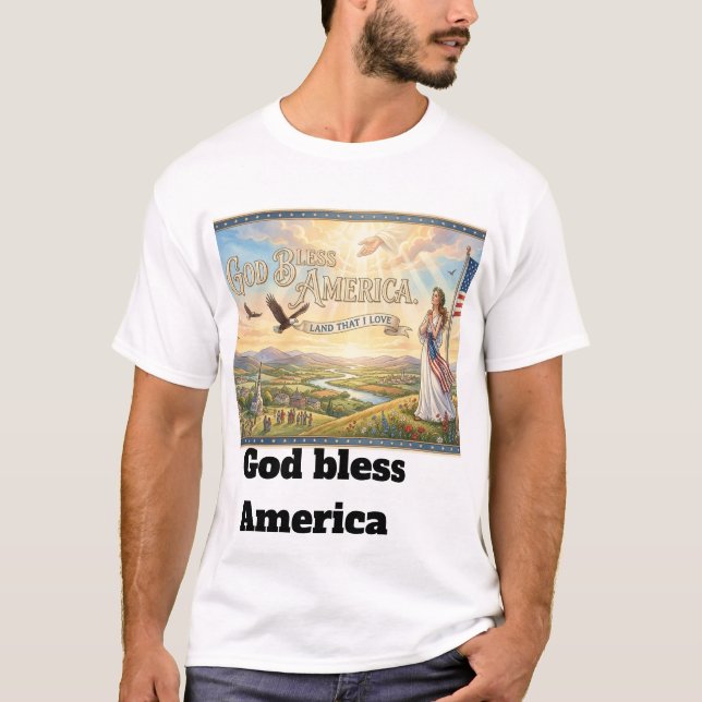 Gud välsigne Amerika  T Shirt (Framsida)
