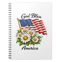 Gud välsigne Amerika USA-flagga och prästkragar Bl Anteckningsbok