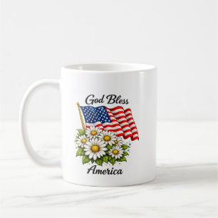 Gud välsigne Amerika USA Flagga och Prästkragar Bl Kaffemugg