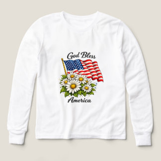 Gud välsigne Amerika USA Flagga och Prästkragar Bl T Shirt