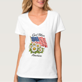 Gud välsigne Amerika USA Flagga och Prästkragar Bl T Shirt