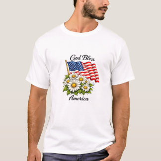 Gud välsigne Amerika USA Flagga och Prästkragar Bl T Shirt