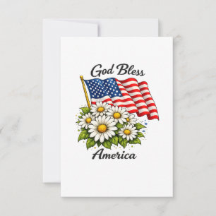 Gud välsigne Amerika USA Flagga och Prästkragar Bl Tack Kort