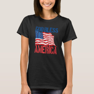 Gud välsigne Amerika Usa Flagga Patriotisk 4:e Jul T Shirt