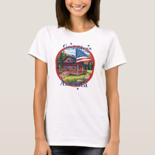 Gud välsigne Amerika USA-flagga T Shirt