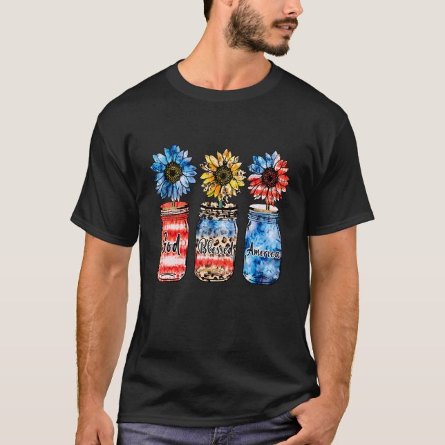 Gud välsigne Amerika USA USA Flagga Patriotic USA  T Shirt (Framsida)