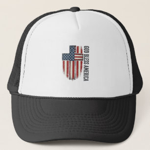 Gud välsigne Amerika Vintage Patriotisk Kors Desig Keps