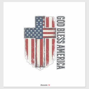 Gud välsigne Amerika Vintage Patriotisk Kors Desig Klistermärken