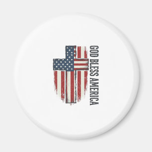 Gud välsigne Amerika Vintage Patriotisk Kors Desig Magnet