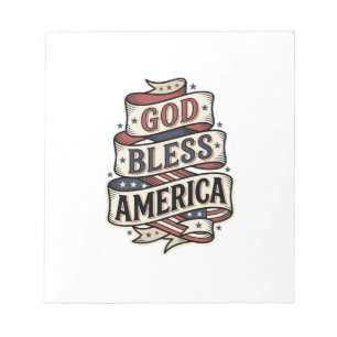 Gud välsigne Amerika Vintage Patriotisk Vektordesi Anteckningsblock