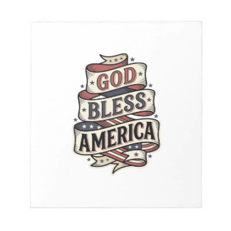 Gud välsigne Amerika Vintage Patriotisk Vektordesi Anteckningsblock