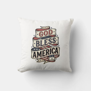 Gud välsigne Amerika Vintage Patriotisk Vektordesi Kudde
