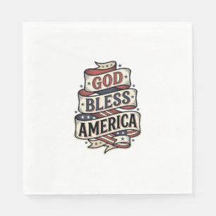 Gud välsigne Amerika Vintage Patriotisk Vektordesi Pappersservett