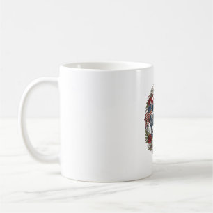 Gud välsigne Amerika Vintage Patriotiska Blommor Kaffemugg