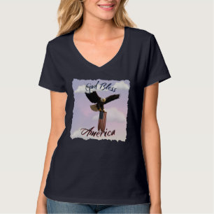 "Gud välsigne Amerika" Vitörad havsörn under flykt T Shirt