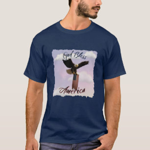 "Gud välsigne Amerika" Vitörn i flykt med flagga T Shirt