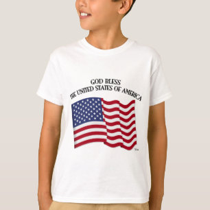 GUD VÄLSIGNE AMERIKAS FÖRENTA STATER USA flagga Tee Shirt