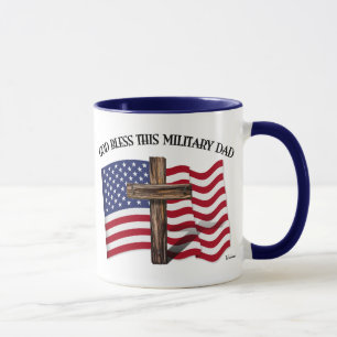 GUD VÄLSIGNE DENNA MILITÄRFAR robusta kors & USA-f Mugg