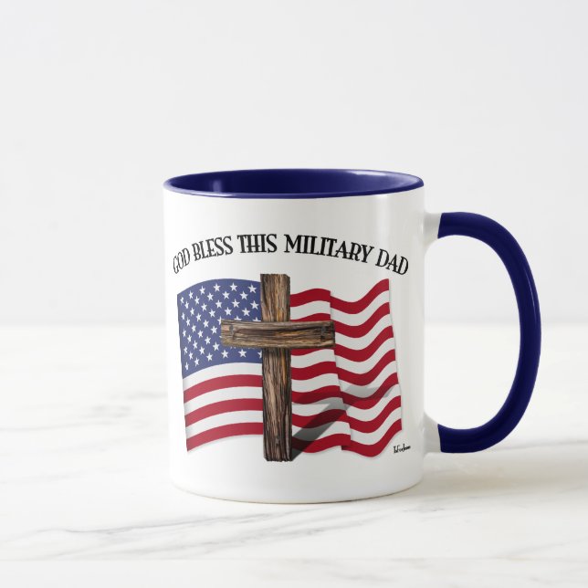 GUD VÄLSIGNE DENNA MILITÄRFAR robusta kors & USA-f Mugg (Höger)