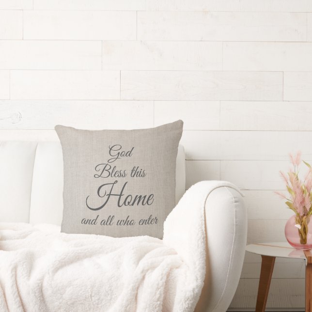 Gud Välsigne Detta Hem Elegant Skrift  Kudde (Soffa)