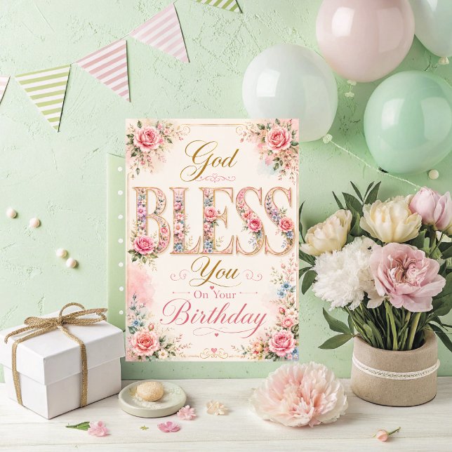 Gud Välsigne Dig Födelsedagskort Kort (God Bless You On Your Birthday Card. )